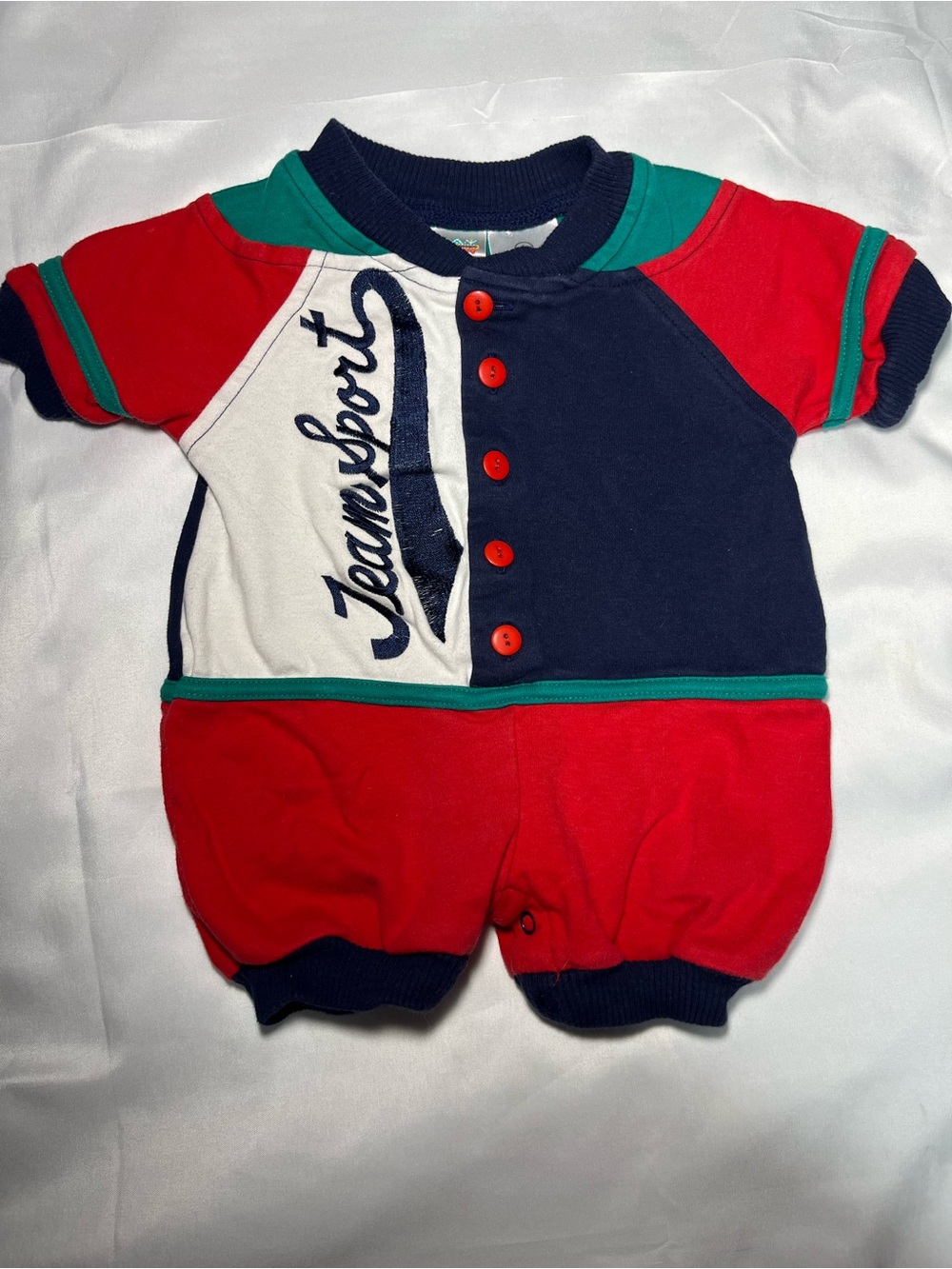 Vintage 90s Day Sportswear Baby Bubble Romper 3/6M Colorblock Teamsport